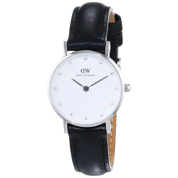 Daniel Wellington Women's Sheffield 0921DW Black Leather Quartz Watch with White Dial | Bed Bath & Beyond