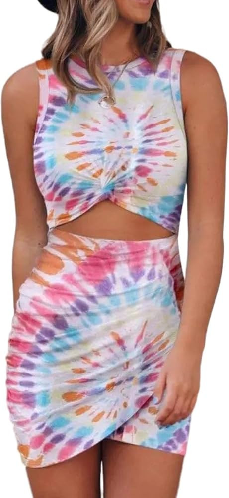 Acelitt Women's Sleeveless Hollow Out Twist Bodycon Dress Wrap Slim Fit Party Evening Dresses | Amazon (US)