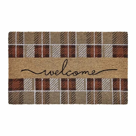 My Texas House Multicolor Welcome Harvest Plaid Outdoor Coir Doormat, 30" x 48" | Walmart (US)