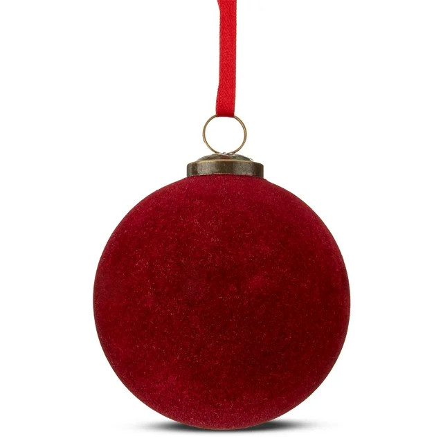 Red Velvet Glass Ball Christmas Ornament, 4 in, by Holiday Time - Walmart.com | Walmart (US)