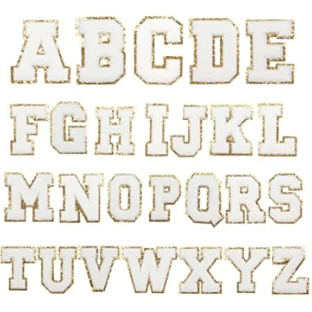 26 Pieces Glitters Patches Iron on Letters Chenille A-Z Patches Decorative Repair Embroidered Patche | Amazon (US)