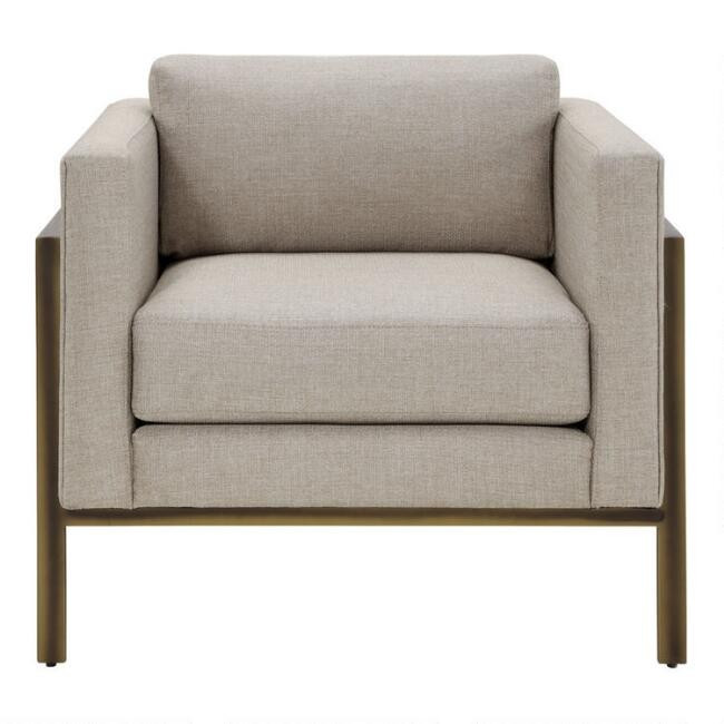Bronze Metal and Taupe Nicklas Upholstered Chair | World Market