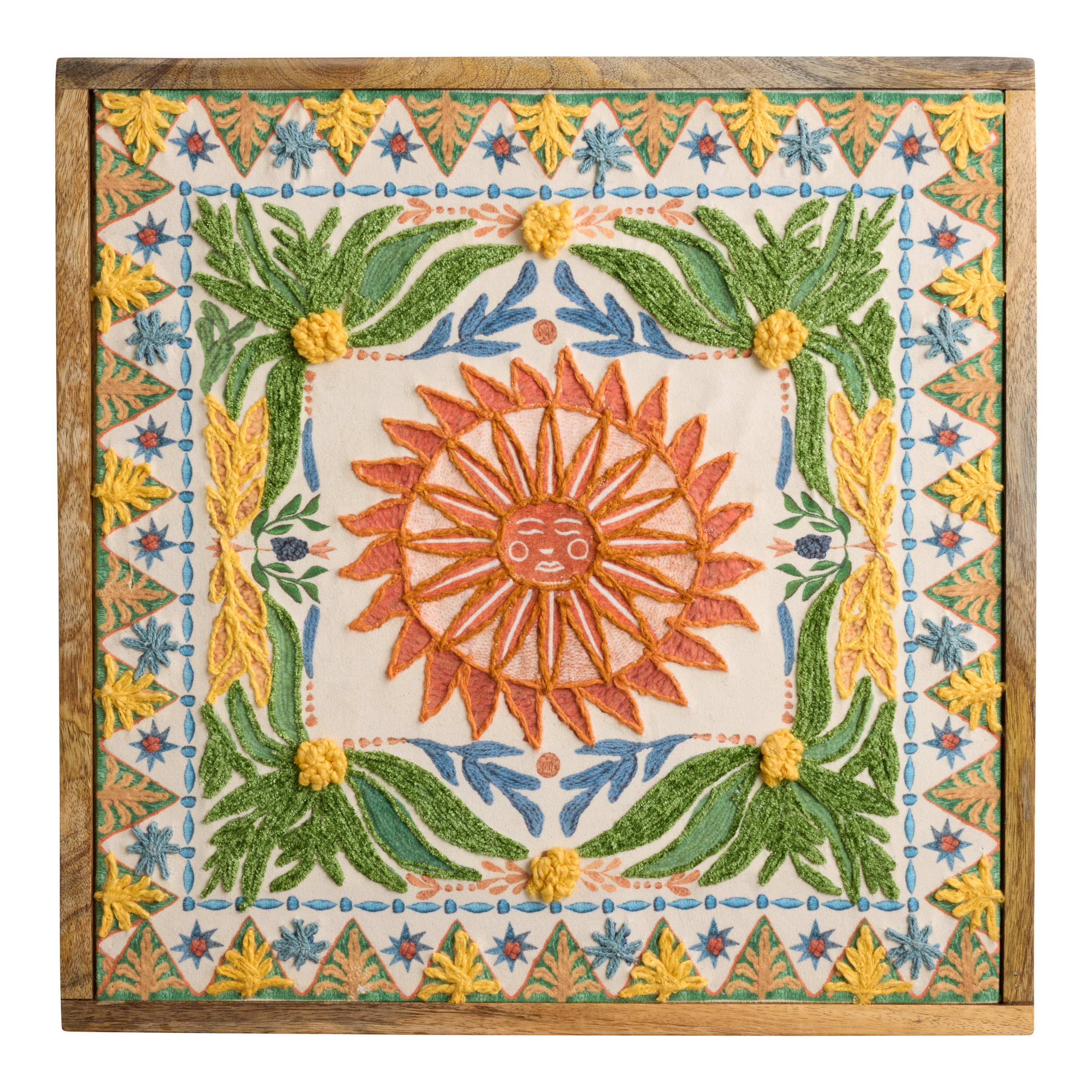 Jungle Sun Embroidered and Tufted Textile Framed Wall Art | World Market