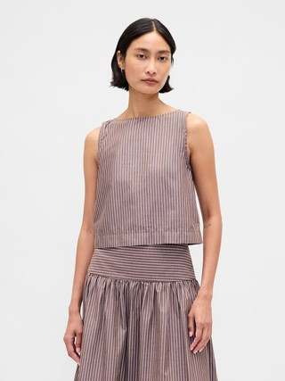 Poplin Boatneck Shell Tank Top | Gap (US)