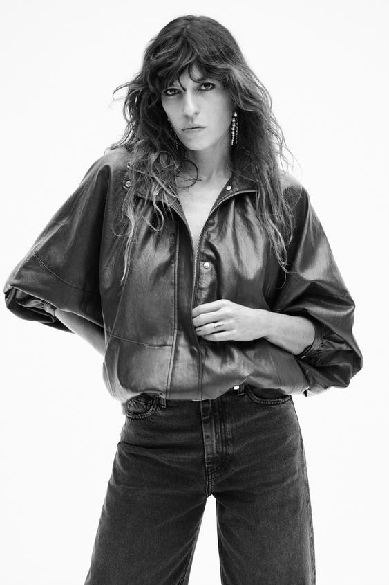 ZW COLLECTION LEATHER EFFECT BOMBER JACKET | Zara UK