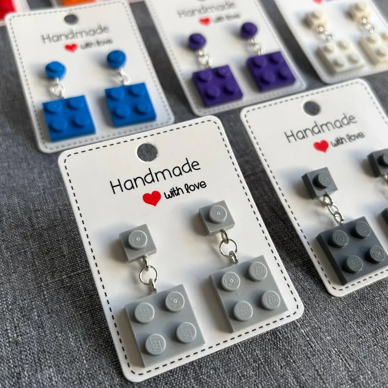 Building Brick Dangle Stud Earrings - Etsy | Etsy (Global)