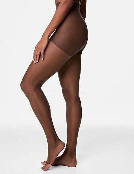 2x M&S 5 Denier Open Toe Rich Quartz  Cocoa Brown Tights Medium FREE POST | eBay UK