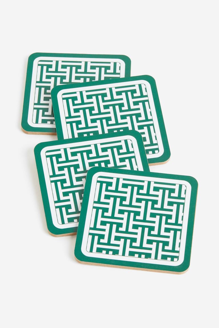 4-pack Graphic-print Coasters | H&M (US)