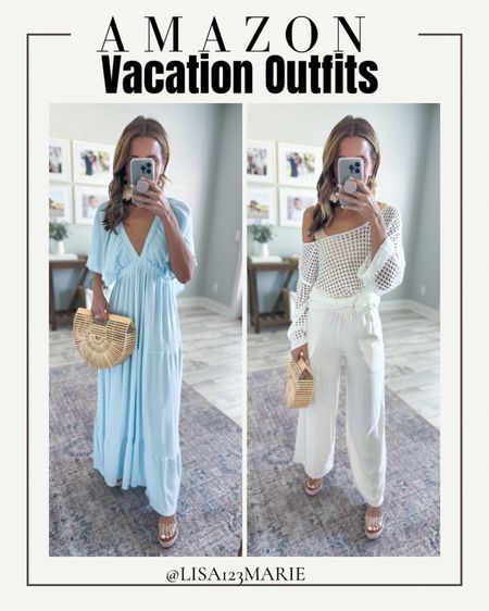 Amazon vacation outfits. Amazon resort wear. Honeymoon outfits. Cruise outfits. Summer outfits. Spring outfits. Matching sets. Beach vacation. Tropical vacation. Clear wedges are TTS. 

*Wearing smallest size in each.  Linen blend pants are a little sheer in color apricot. 

#LTKwedding #LTKshoecrush #LTKtravel