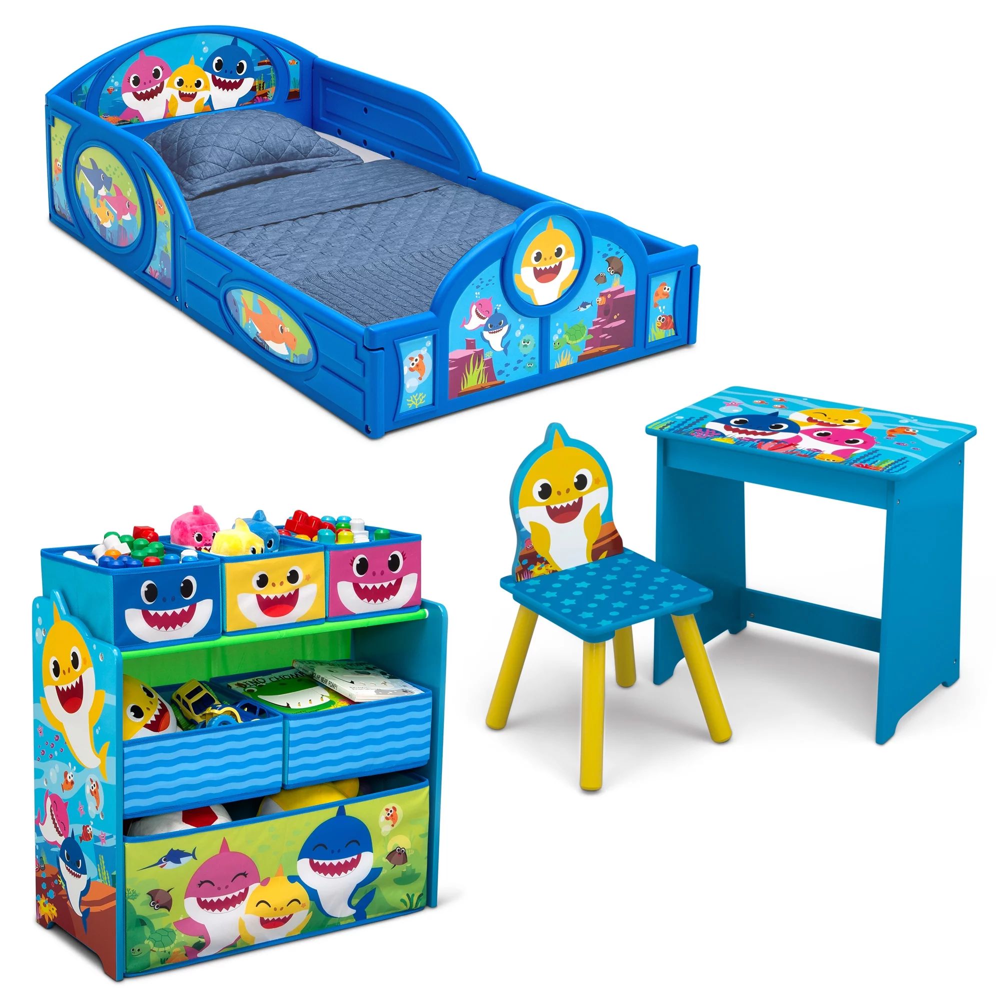 Baby Shark 4-Piece Room-in-a-Box Bedroom Set by Delta Children - Includes Sleep & Play Toddler Be... | Walmart (US)