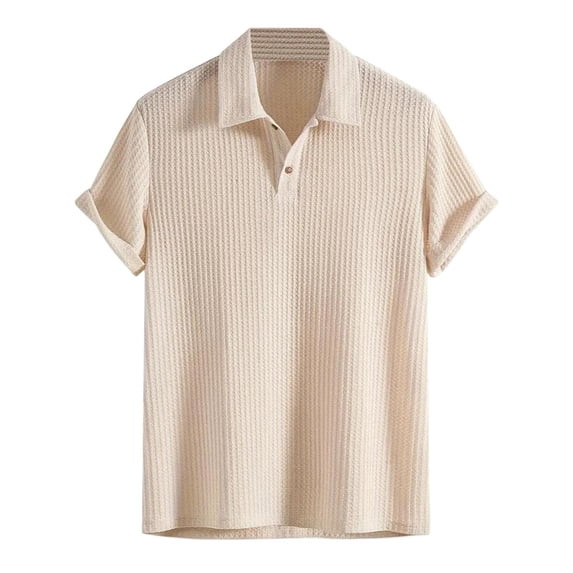 WAYUTE Polo Shirts for Men Short Sleeve Ribbed Lapel Button Solid Color Soft Comfort Fashion Work... | Walmart (US)