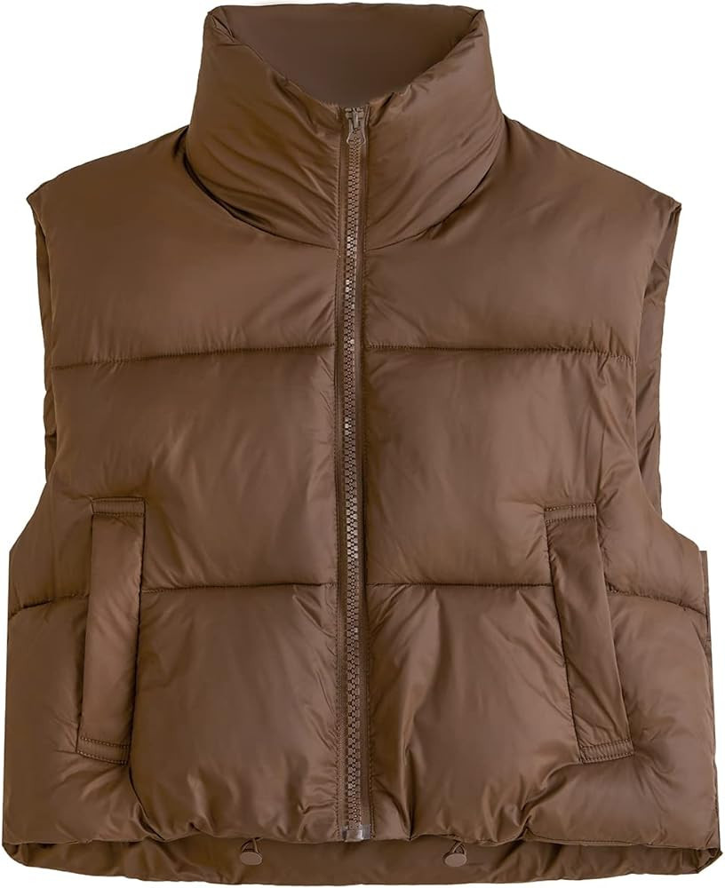 KEOMUD Women's Lightweight Cropped Puffer Vest Zip Up Stand Collar Sleeveless Padded Vest Jacket ... | Amazon (US)