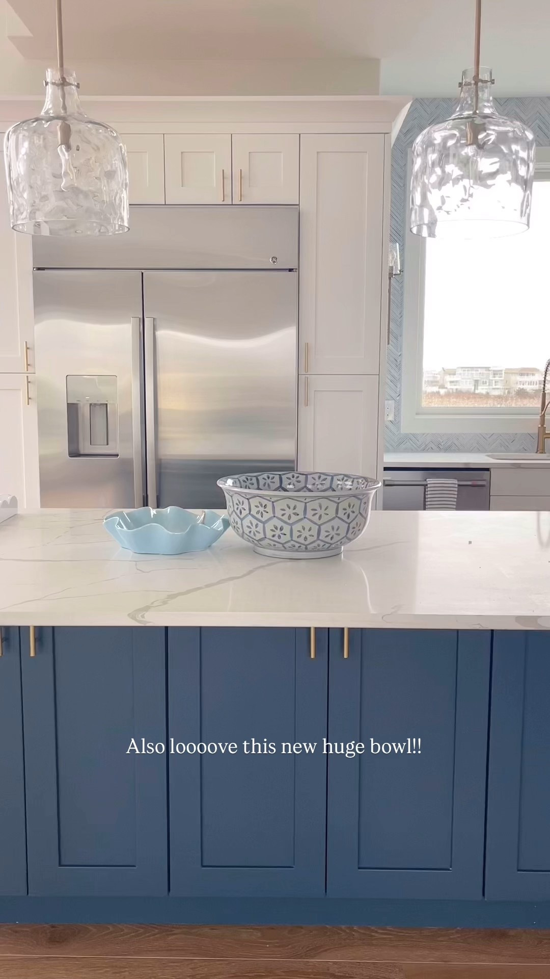 This new blue and white bowl is huge!!! I love it so much on our new beach house kitchen island!! 😍🙌🏻 highly recommend as a statement piece!

#LTKSaleAlert #LTKHome