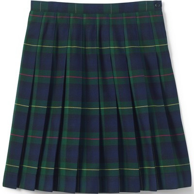 Lands' End Kids Below The Knee Plaid Pleated Skirt - 7 - Plaid Hunter/Classic Navy | Target