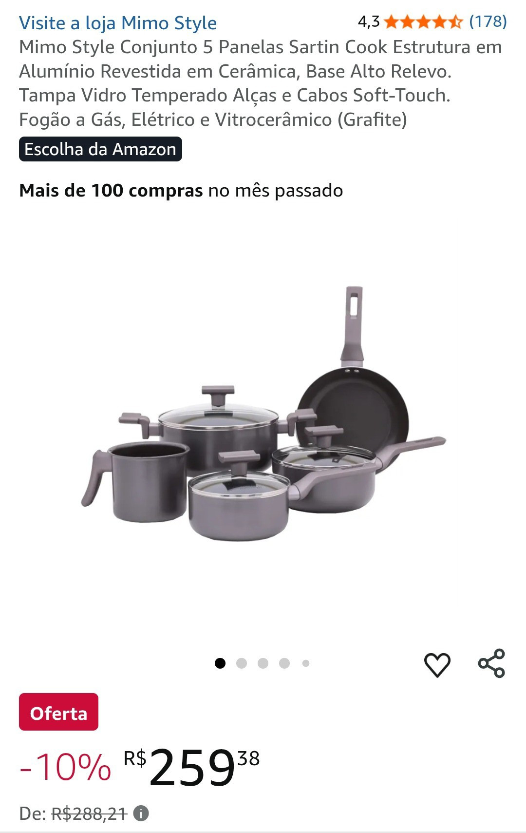 Mimo Style Conjunto 5 Panelas Sartin Cook Estrutura em Alumínio Revestida em Cerâmica, Base Alto Relevo. Tampa Vidro Temperado Alças e Cabos Soft-Touch. Fogão a Gás, Elétrico e Vitrocerâmico (Grafite)

#LTKbrasil #LTKpromo #LTKhome