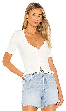 Lovers + Friends Carissa Ruffle Sweater in White from Revolve.com | Revolve Clothing (Global)