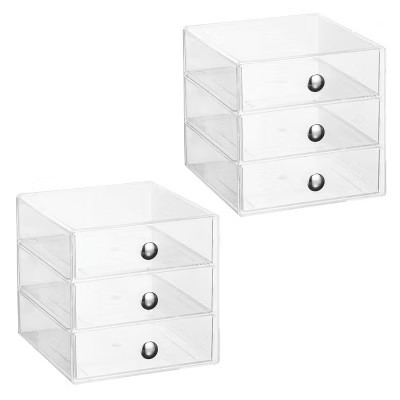 iDesign Stackable 3-Drawer Vanity Makeup Organizer - Set of 2 Clear | Target