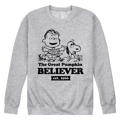 Men's Peanuts Charlie Brown and Snoopy Great Pumpkin Believer Graphic Fleece Sweatshirt - Athleti... | Target
