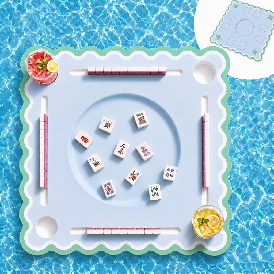 Chumia Mahjong Game Floating Table for Pool 32 x 32 Inch Double Side Mahjong Table Poker Float Bo... | Amazon (US)