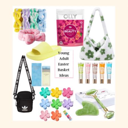 Easter Basket for teens or young adult Girl🌿🌸🐰

Some viral tic tok items that are in-stock and super affordable 

A lip balm/ gloss 5 piece set $5.99
Hair nail gummies
Hair clips
The coziest comfy slippers on major trend…

Jade roller $9.99
Fun flower bag , a cute basket

Addis cross body bag

Face washing / mask headband 



#LTKunder50 #LTKSeasonal