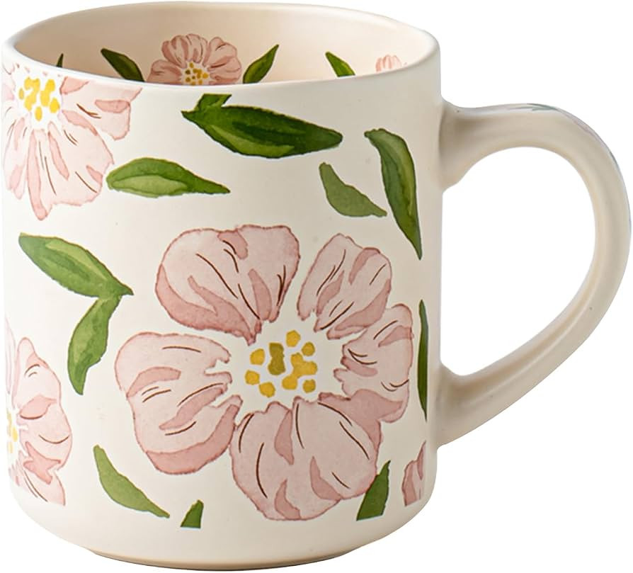 16oz Vintage Floral Ceramic Coffee Mug (Blush Pink Floral) | Amazon (US)