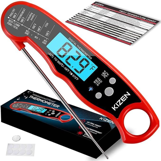 KIZEN Digital Meat Thermometer with Probe - Waterproof, Kitchen Instant Read Food Thermometer for... | Amazon (US)