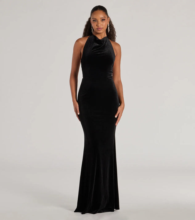 Nara Long Velvet Halter Mermaid Dress | Windsor Stores