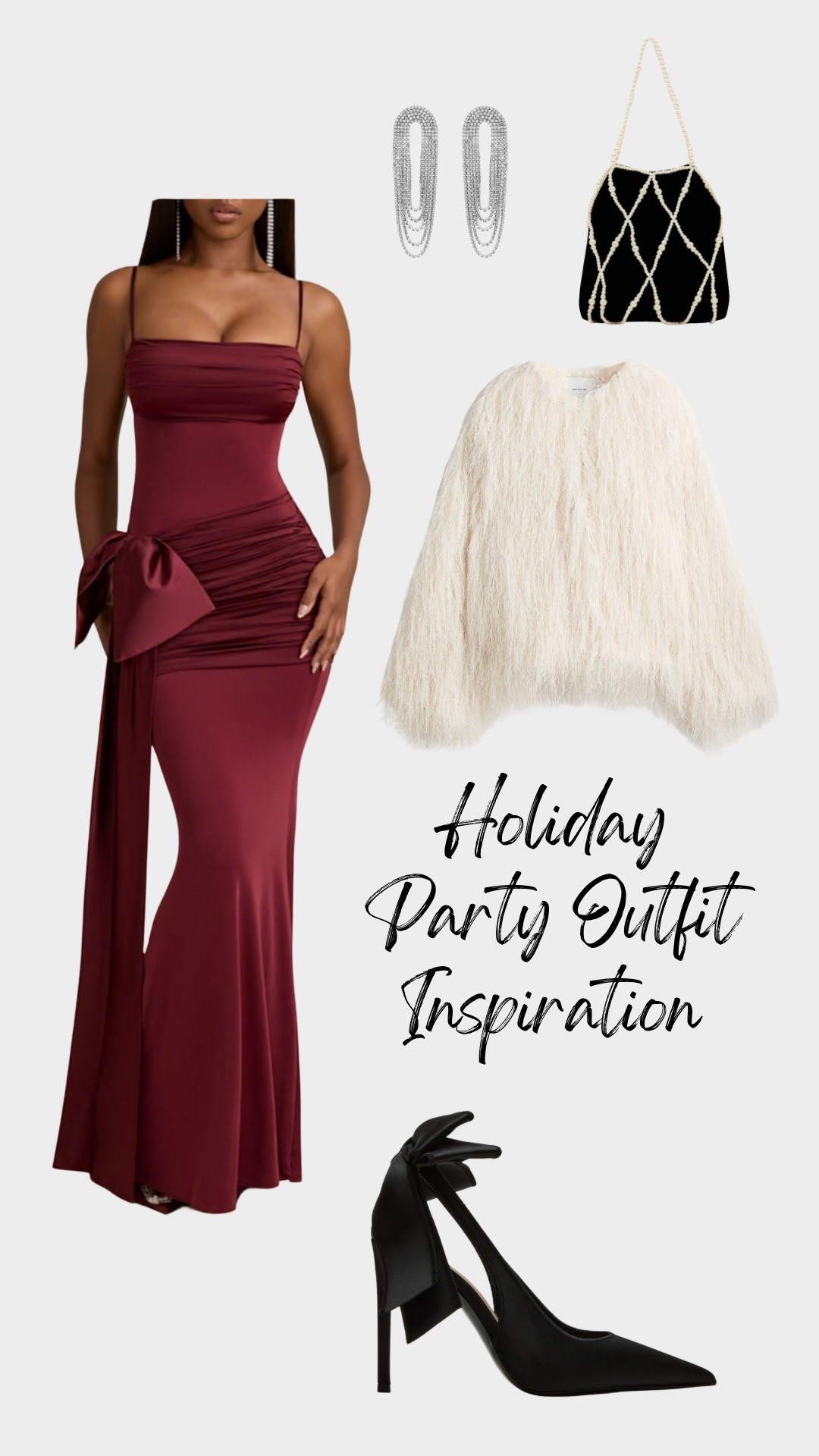 Christmas party, Christmas outfit, Christmas dress, faux fur coat, red dress, red maxi dress, black purse, black handbag, rhinestone earrings, black heels, holiday party, holiday outfit

#LTKHoliday #LTKSeasonal #LTKFindsUnder100