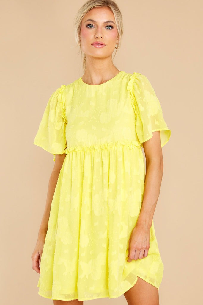 It's Your Turn Lemon Yellow Floral Print Dress | Red Dress 