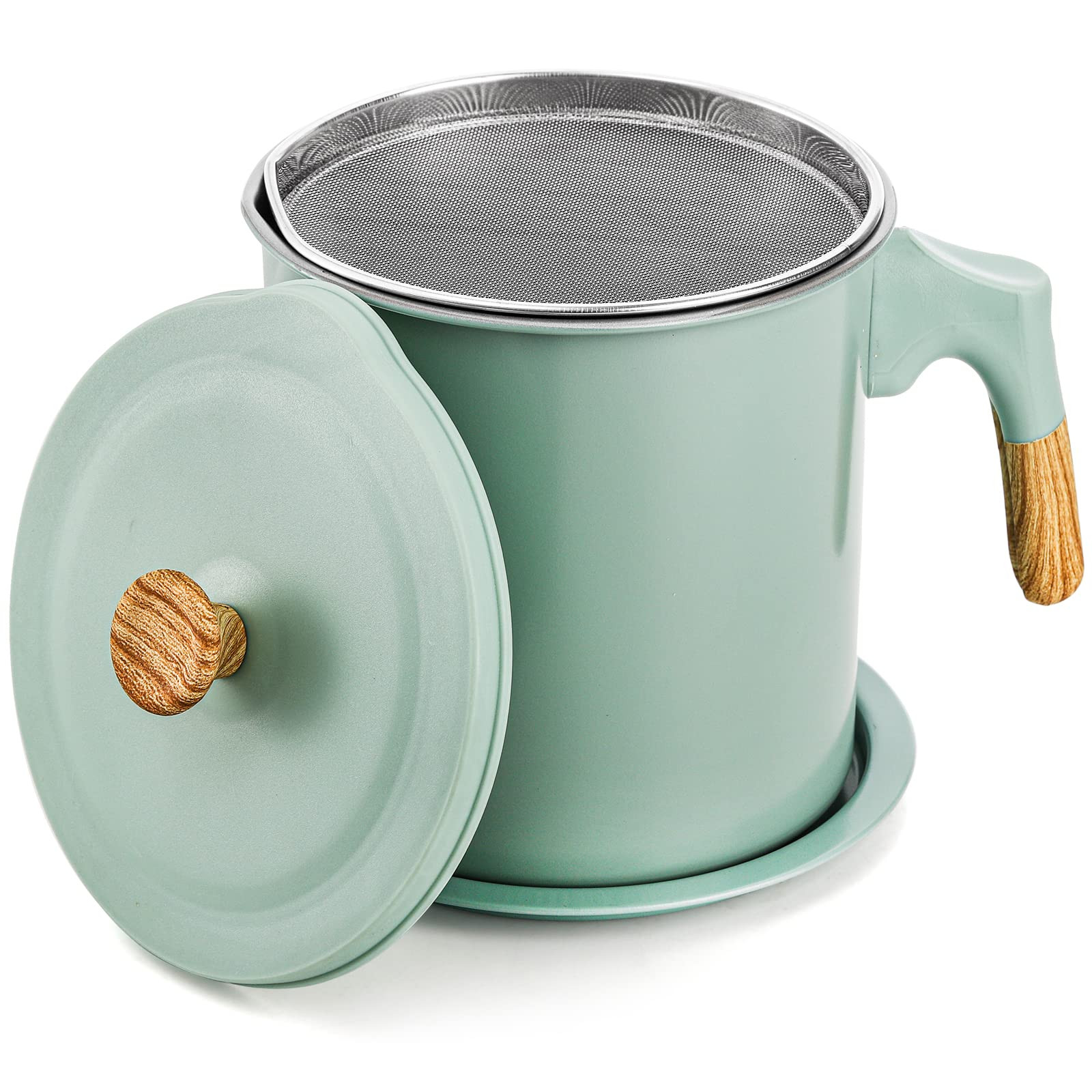 Lyellfe Bacon Grease Container with Strainer, 1.4L/48 Oz Stainless Steel Oils Filter Pot for Kitc... | Amazon (US)