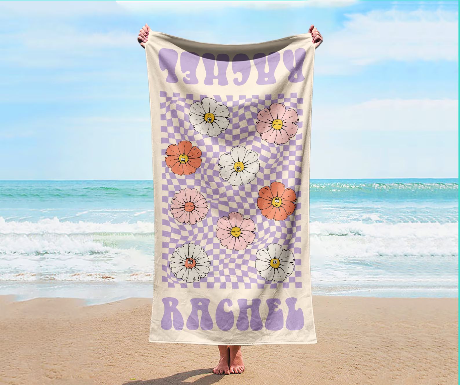 RETRO Multi Style Personalized Beach Towel Name Bath Towel Custom Pool Towel Beach Towel With Nam... | Etsy (US)