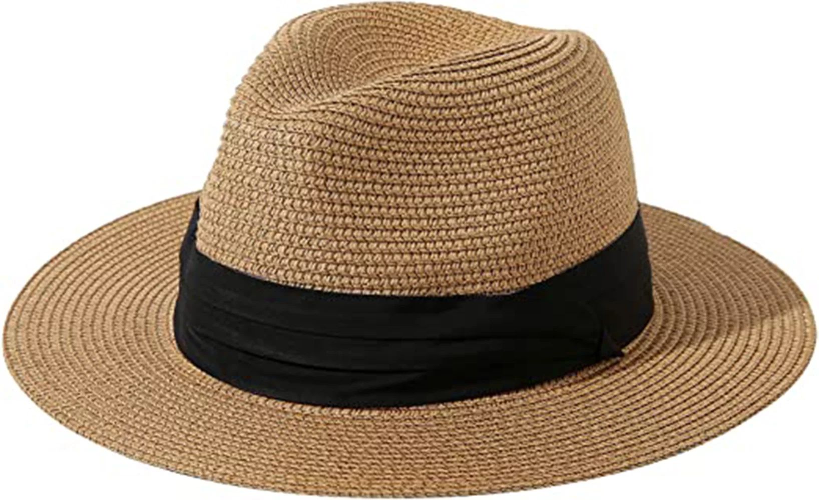 Adjustable Beach Straw Hats for Women , Panama Summer Sun Hat Sunhat Wide Brim Fedora Cap uv prot... | Walmart (US)