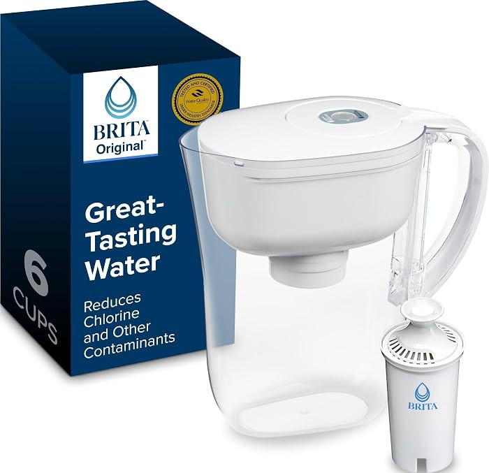 Brita Metro Small 6-Cup Water Filter Pitcher, WQA NSF/ANSI Certified, Mini-Fridge Friendly, Remov... | Amazon (US)