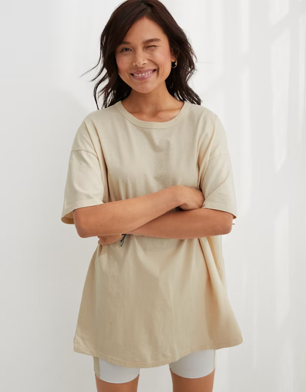 Aerie Distressed Basic Boyfriend T-Shirt | Aerie