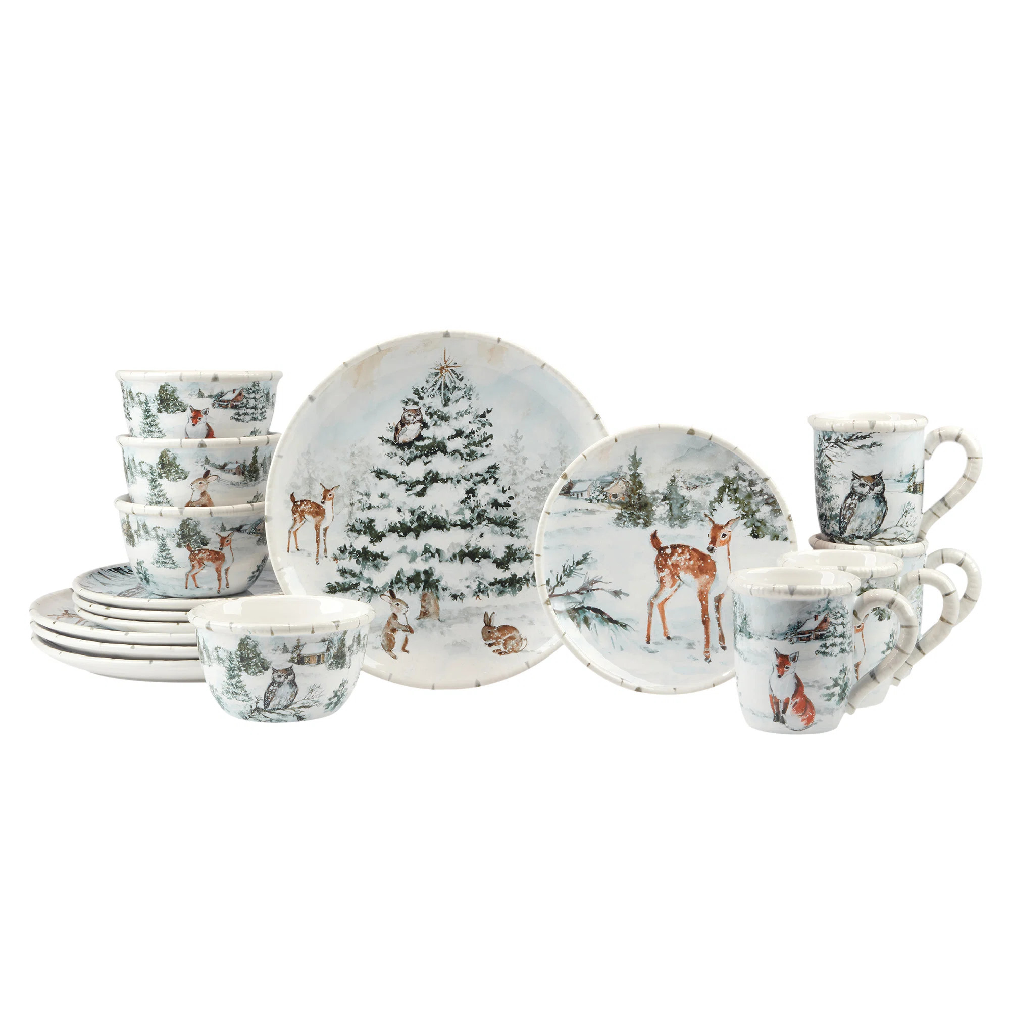 Certified International Winter's Frost 16pc Ceramic Dinnerware Set 4 Dinner 4 Dessert Plates 4 Mu... | Wayfair North America