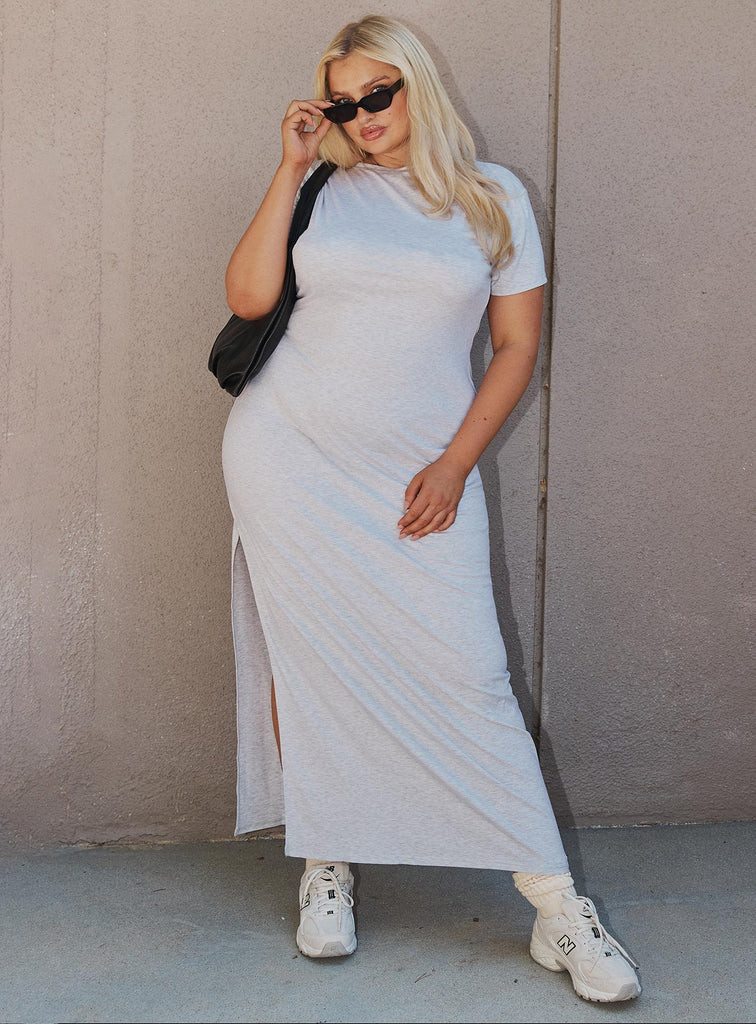 Lex Maxi Dress Grey Curve | Princess Polly US