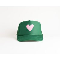 Pink Heart Trucker Hat Kelly Green Women's Baseball Cap | Etsy (US)