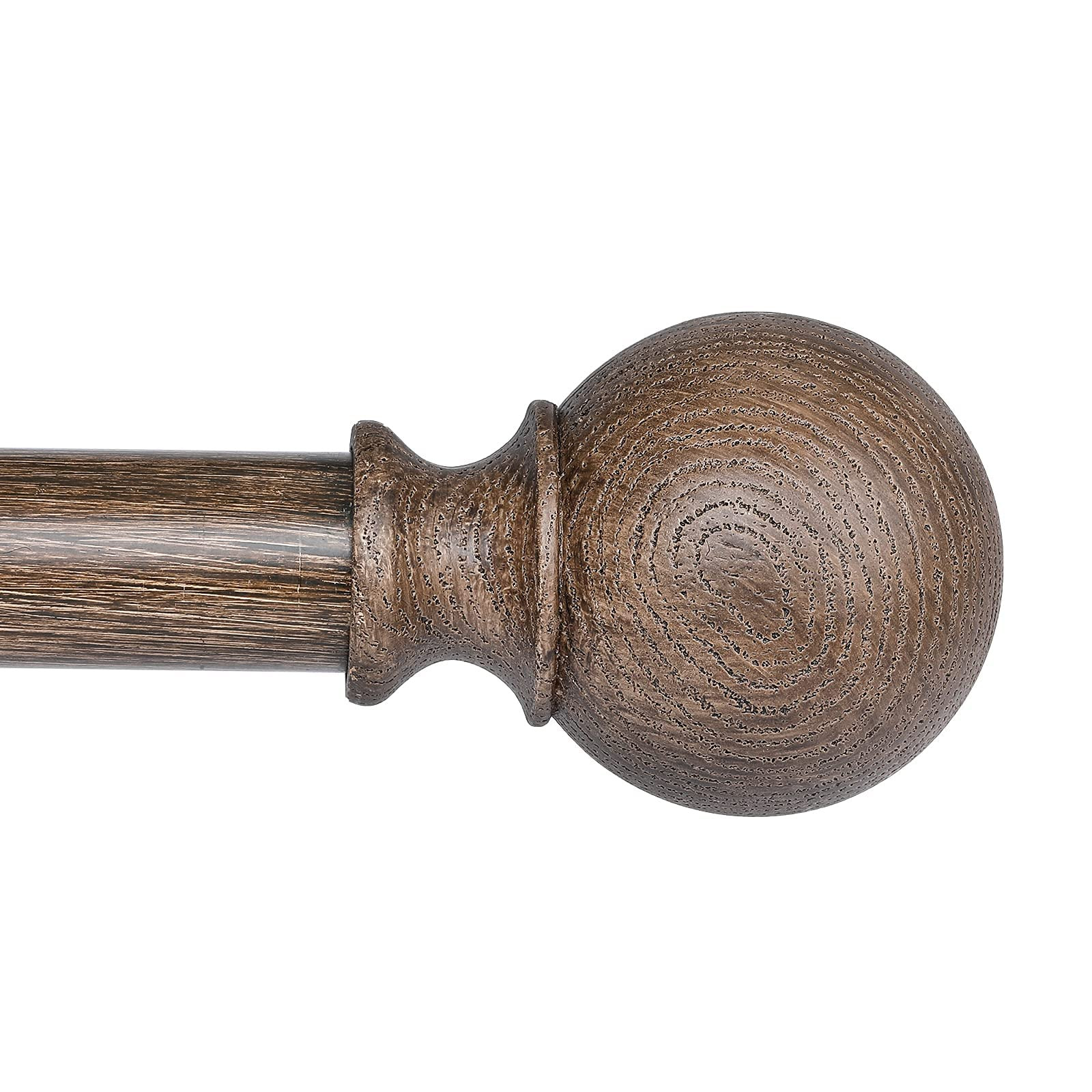 BRIOFOX Curtain Rod Set for Window Adjustable 38 to 72 Inches, 1 Inch Decorative Drapery Treatment Single Curtain Rods, Imitation Wood Grain | Amazon (US)