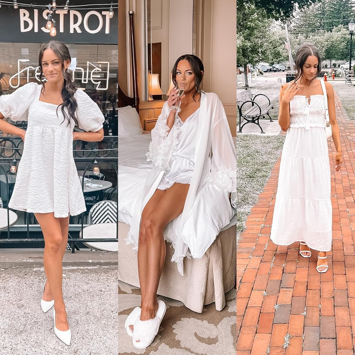 Bridal outfits I wore🤍
Bridal bows/hair extensions/bridal jewelry/bridal satin pajamas/bridal robe/bridal shoes 

 #LTKPetite #LTKWedding