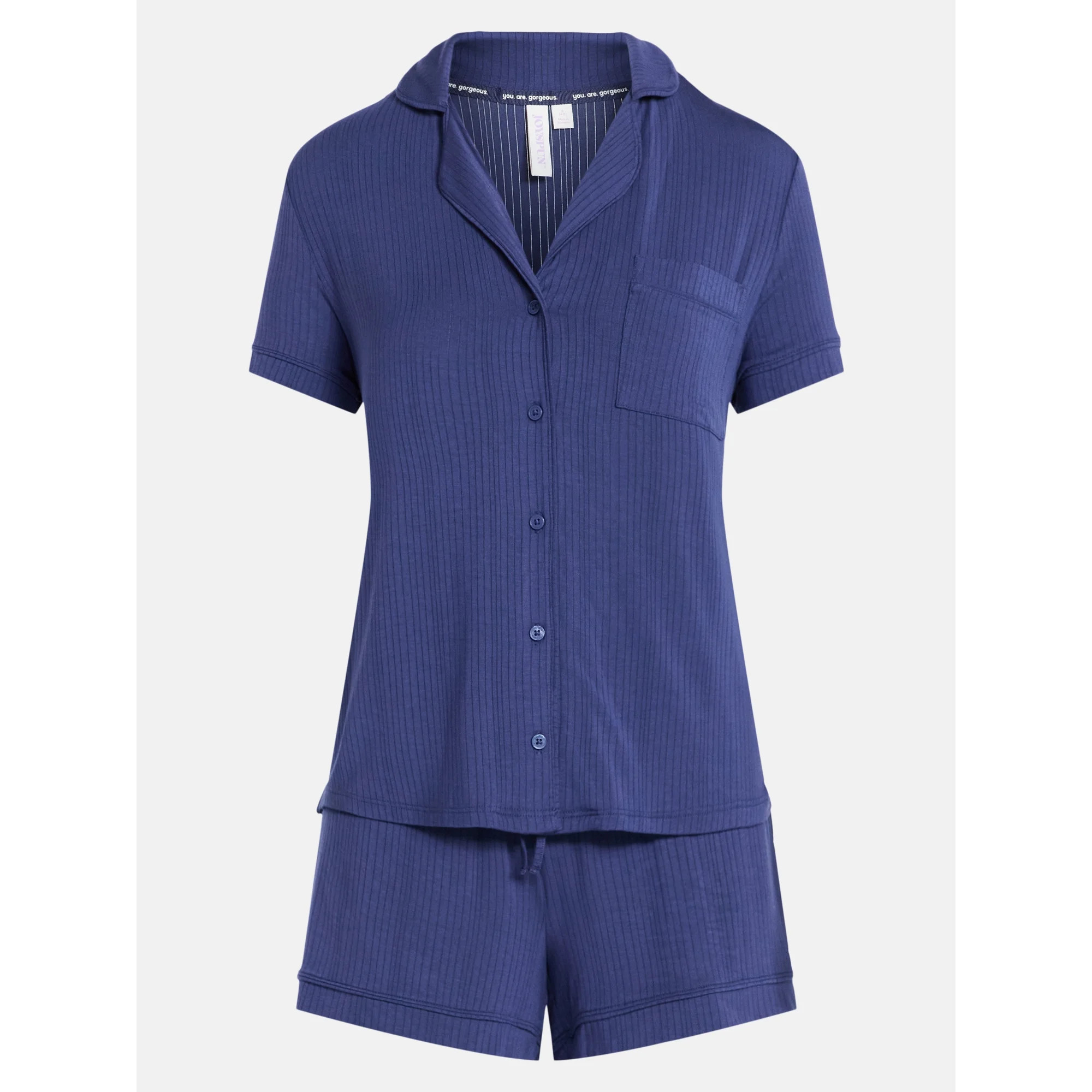 Joyspun Women’s Sleep Ribbed Modal Notch Top and Shorts Set, 2-Piece, Size XS-XL, 2X-3X | Walmart (US)