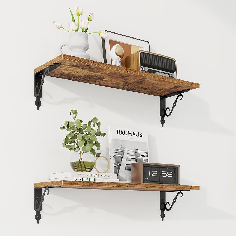 RICHFOCUS Floating Shelves for Wall Decor, 24Inch Shelves Set of 2, 24W x 8D Floating Shelves Wal... | Amazon (US)