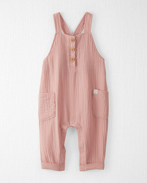 Baby Organic Cotton Gauze Overalls in Pink | Carter's Inc