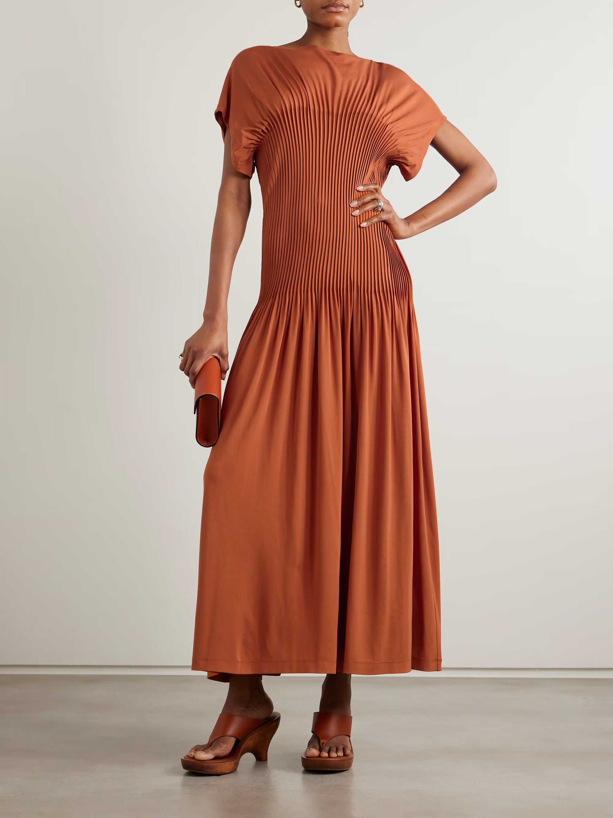 Pleated stretch-jersey maxi dress | NET-A-PORTER (UK & EU)