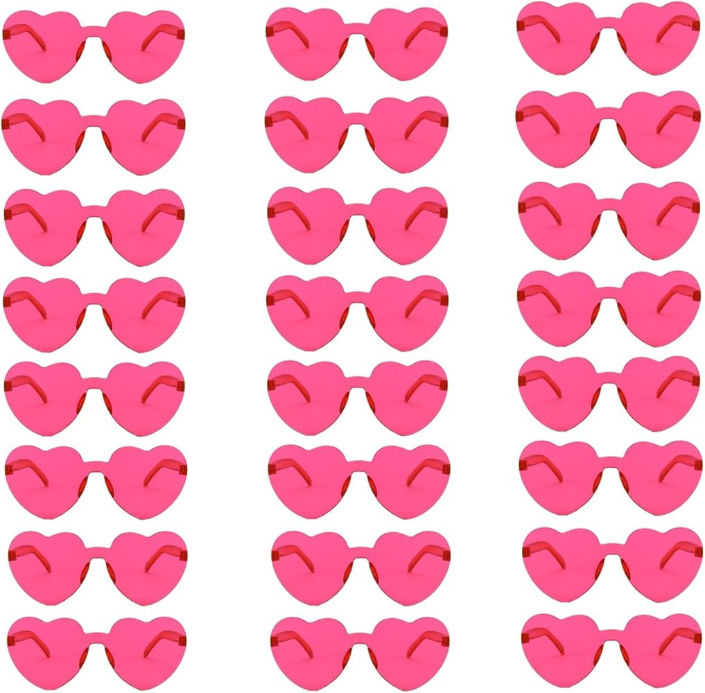 24 Pairs Heart Glasses Candy Rimless Sunglasses Trendy Eyewear Heart Sunglasses Bulk for Party Fa... | Amazon (US)