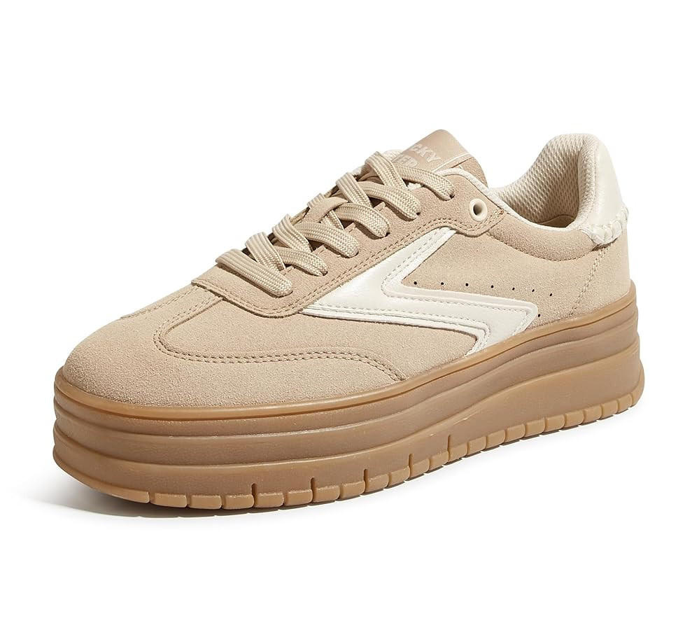 Amazon.com | LUCKY STEP Women's Platform Sneakers Gum Sole Suede Casual Classic Retro Rubber Thic... | Amazon (US)