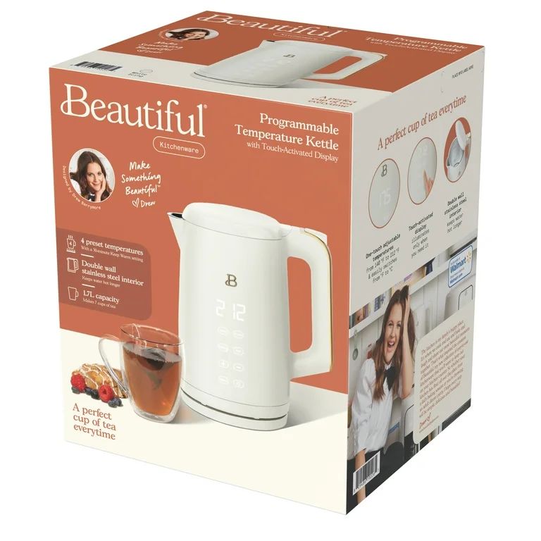 Beautiful 1.7-Liter Electric Kettle 1500 W with One-Touch Activation, White Icing by Drew Barrymo... | Walmart (US)