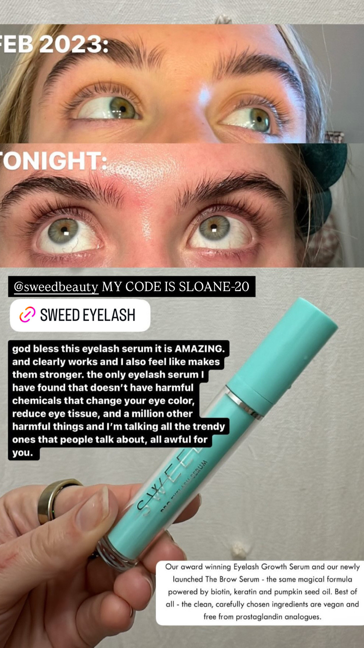My code is SLOANE-20! SWEED - Eyelash Growth Serum | Vegan, Cruelty-Free, Clean Beauty. A clean, prostaglandin-free lash-enhancing serum that gives you longer and fuller-looking lashes in just 4-6 weeks. Best of all, the carefully chosen ingredients are vegan and free from prostaglandin analogues. This stuff is magical you will get amazing long strong eyelashes I promise!!!

#LTKFindsUnder100 #LTKSaleAlert #LTKBeauty