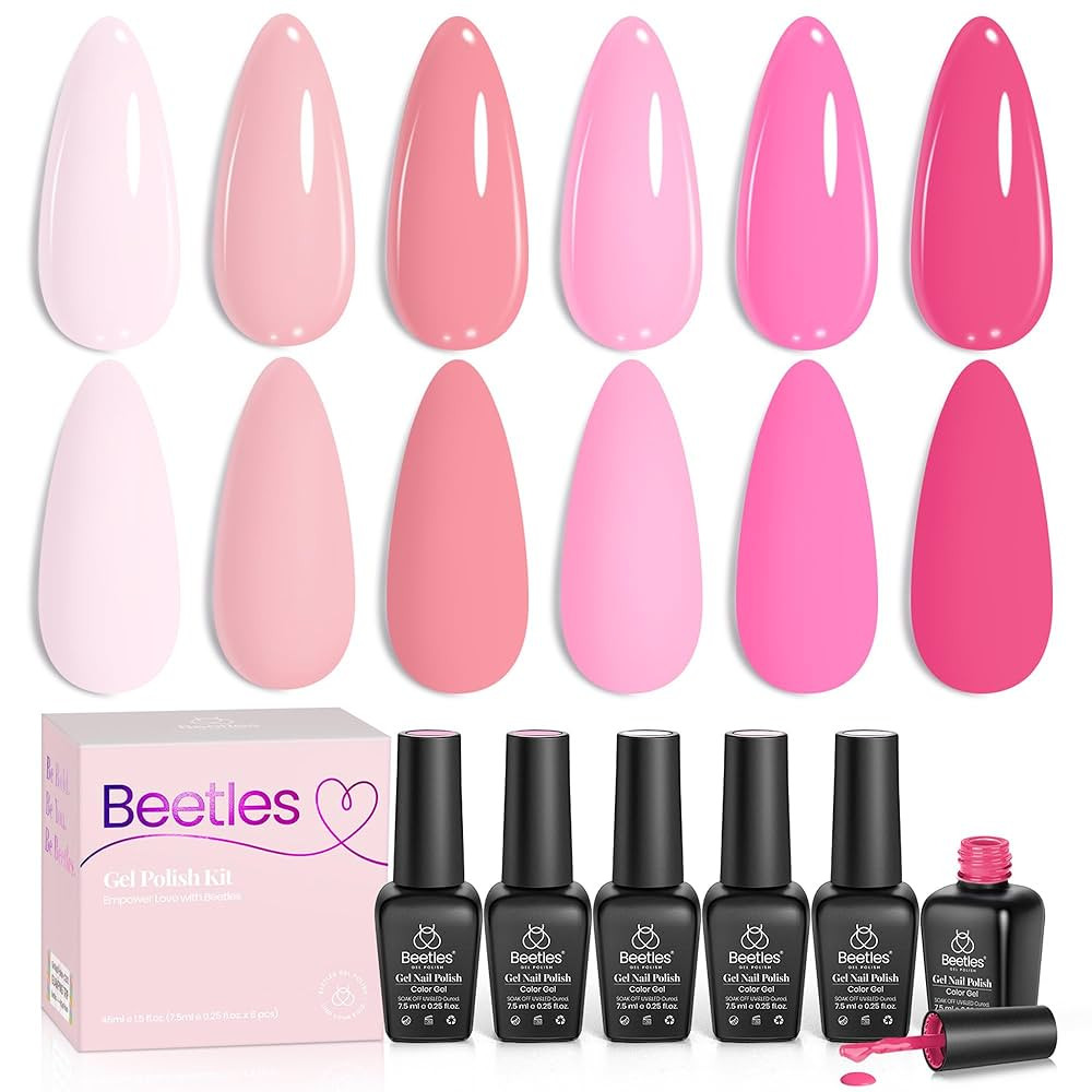 Beetles Gel Polish Set Nude Light Baby Hot Pink Gel Nail Polish Sweet 6 Colors Soak off Uv Led La... | Amazon (US)