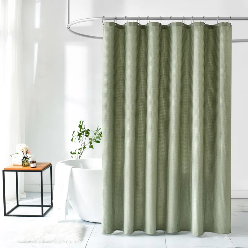 Sulmy Solid Color Shower Curtain with 12 Stainless Steel Hooks Included | Wayfair North America