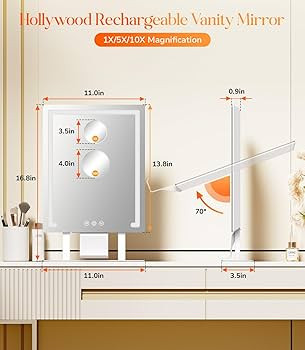 Gospire Lighted Makeup Mirror, Hollywood 4000mAh Rechargeable Vanity Mirror with 5X/10X Magnifica... | Amazon (US)